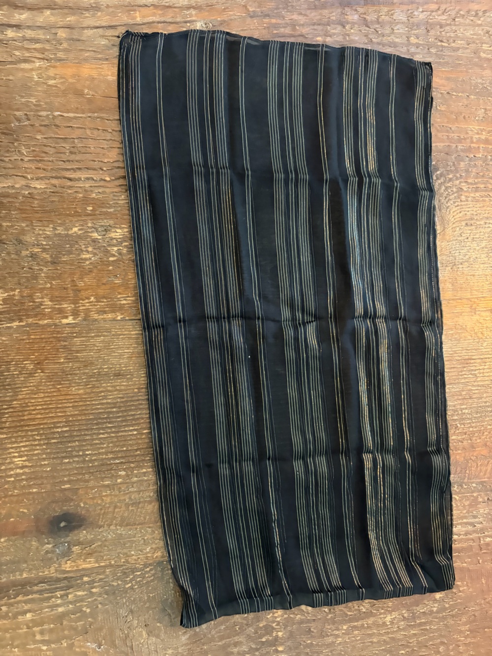 St. John Black scarf with Subtle Gold Stripe